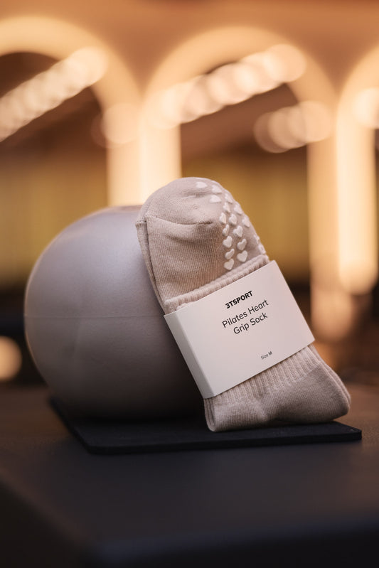 Pilates Heart Grip Sock, Almondine