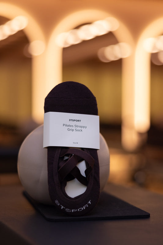 Strappy Grip Sock, Chocolate Plum