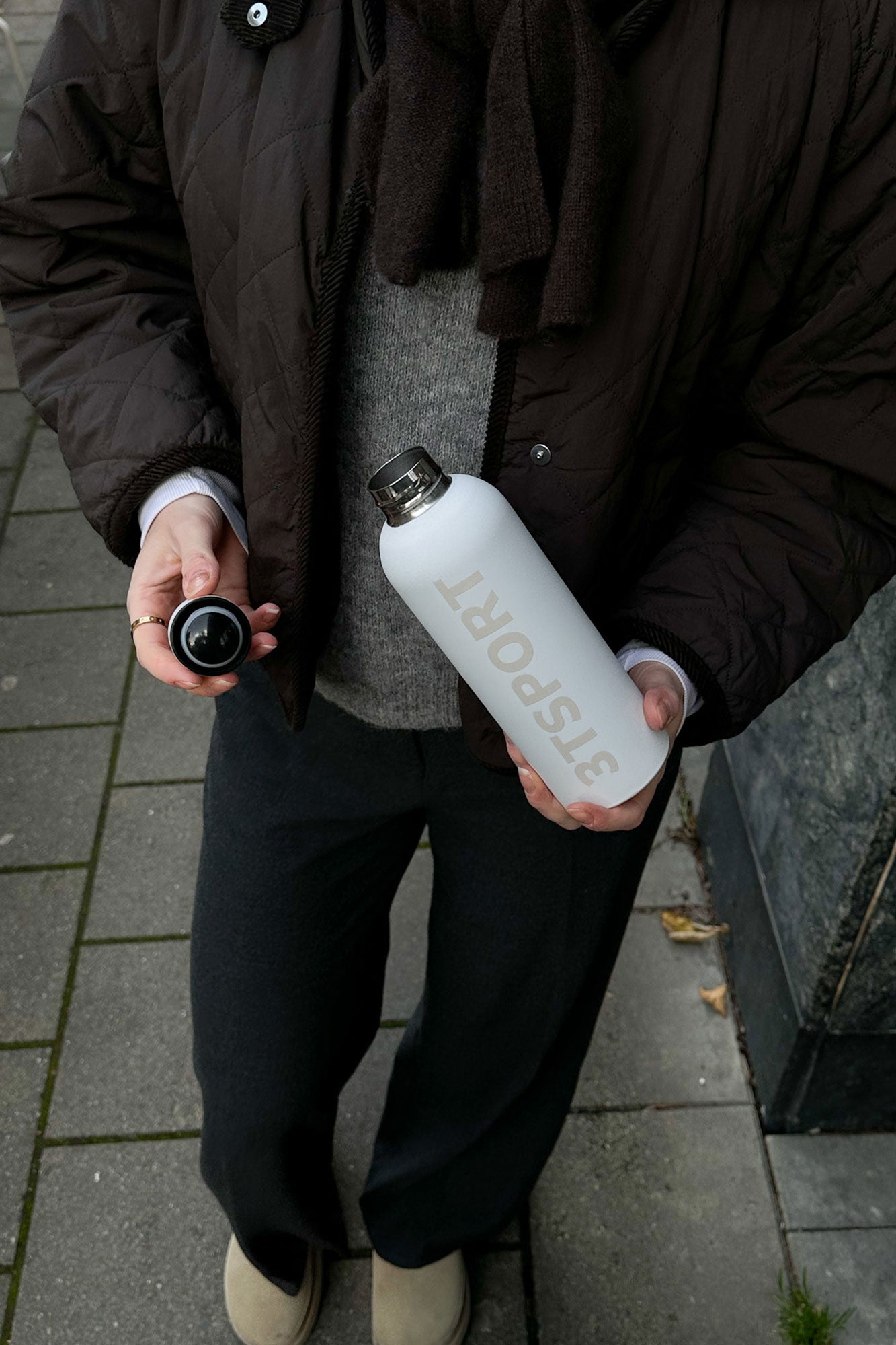 Metal Bottle, white/sand